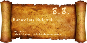 Bukovics Botond névjegykártya